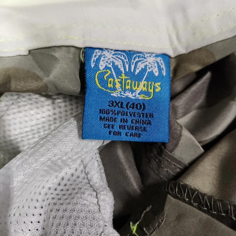 Castaways Men’S Board Shorts 40 Waist 3Xl Camo Neon Swim Trunks Drawstring 144